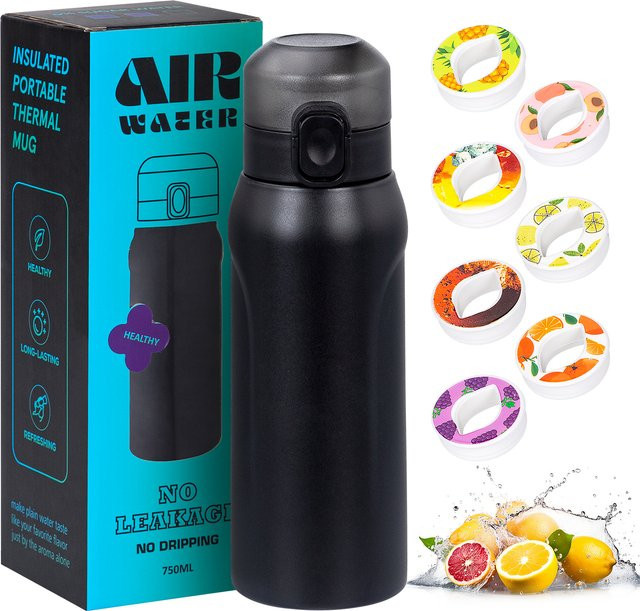 YOCITY Edelstahl-Thermosbecher in Schwarz mit 750 ml Fassungsvermögen, vakuumisolierter Tumbler und Sport-Vakuumflasche mit Flip-Verschluss - Bild 1