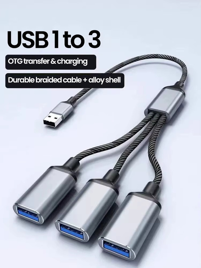 Elough 3-in-1 USB 2.0 auf 3 USB-C Hub-Splitter mit Schnellladefunktion und Datenübertragung als OTG-Konverter für deinen Laptop - Bild 4