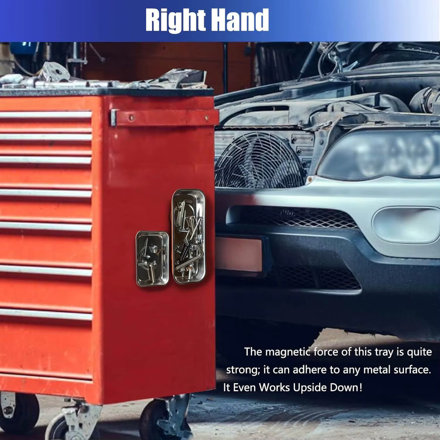 Magnetisches Werkzeug-Organizer-Tablett aus Edelstahl in Silber für Schrauben, Muttern und Bolzen in der Werkstatt oder Garage - Bild 4