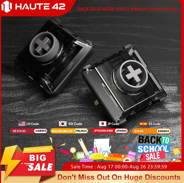 Haute42 Kailh Low Profile Shadow Hunting Switches für Hitbox Controller in Schwarz, 2,0 mm linear und leise - Bild 1