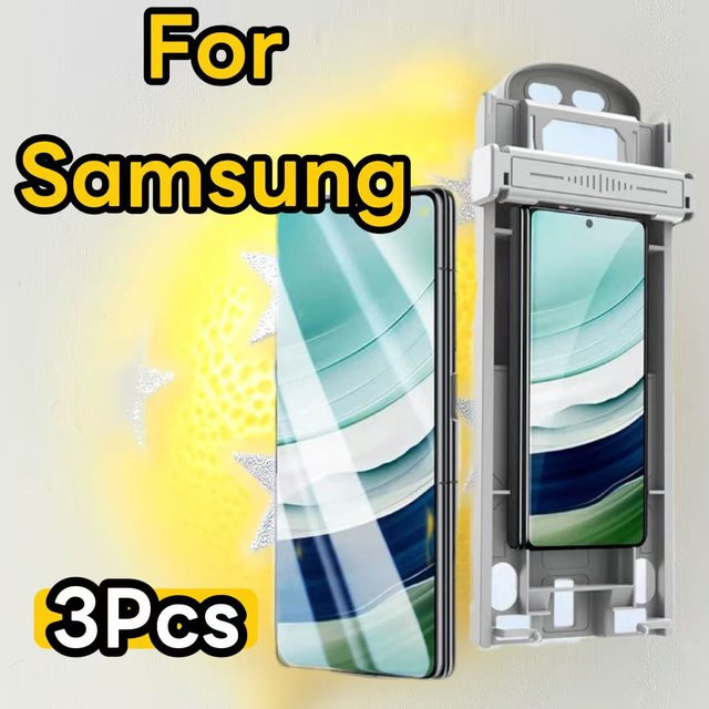 3er-Pack Keramikfolie Displayschutzfolie für Samsung Galaxy S25 S24 S23 S22 S21 Ultra und Note 20, transparent, inklusive Positionierungsset - Bild 1