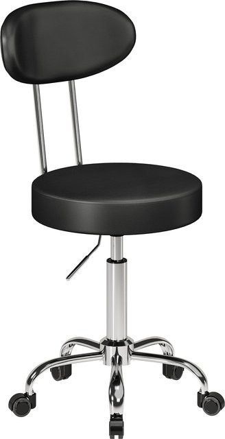 Aosom HOMCOM Drehhocker höhenverstellbar mit Rückenlehne und Rollen in Schwarz, B/T/H: 35 x 41,5 x 88-100 cm - Bild 1