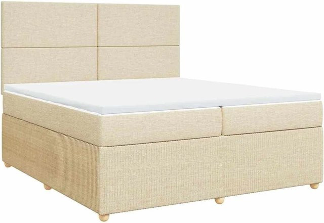 vidaXL Boxspringbett Hybrid mit Matratze und Taschenfederkern in Creme, B/T/H: 200 x 200 x 140,5 cm - Bild 1