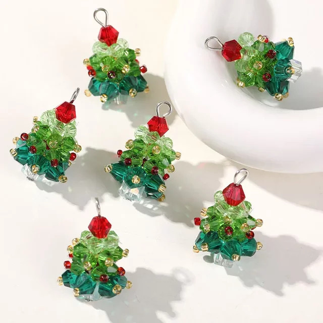 SMI Fine Charms, 5 Stück, Kristall, 3D-Perlen, Weihnachtsbaum, Unisex - Bild 1