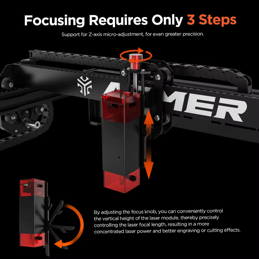 ACMER P1 10W Laser-Gravierer mit WLAN-App-Steuerung in Schwarz für Holz und Leder, Arbeitsbereich: Breite: 41 cm, Tiefe: 40 cm, Höhe: 41 cm - Bild 3
