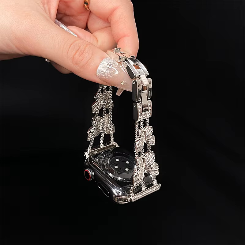 JBAILI Uhrenarmband Edelstahl, Schmetterling, Diamant, Kristall - Bild 4
