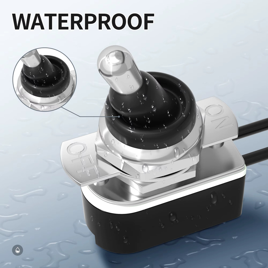 Daiertek 4er Set Wasserdichte Kippschalter 12V SPST 2 Pin On Off Heavy Duty DC 12V 10A mit 15 cm Drahtleitungen für Marine - Bild 4