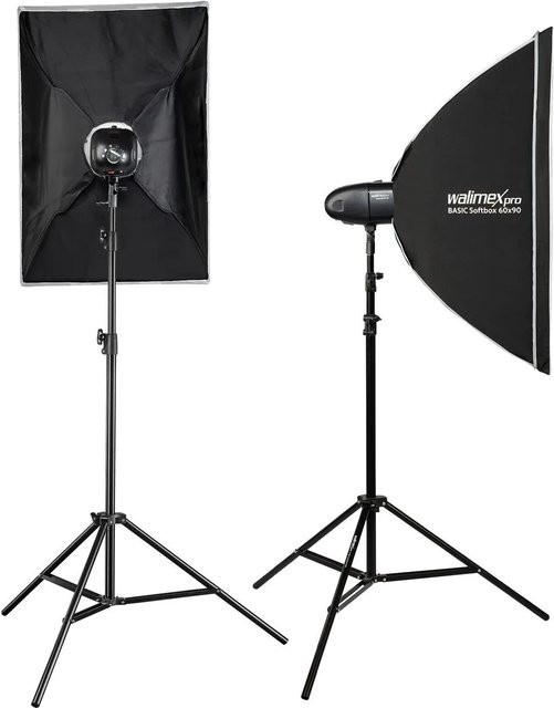 Walimex Pro Newcomer Studioblitz Set mit 300W Softbox und Lampenstativ in Schwarz - Bild 1