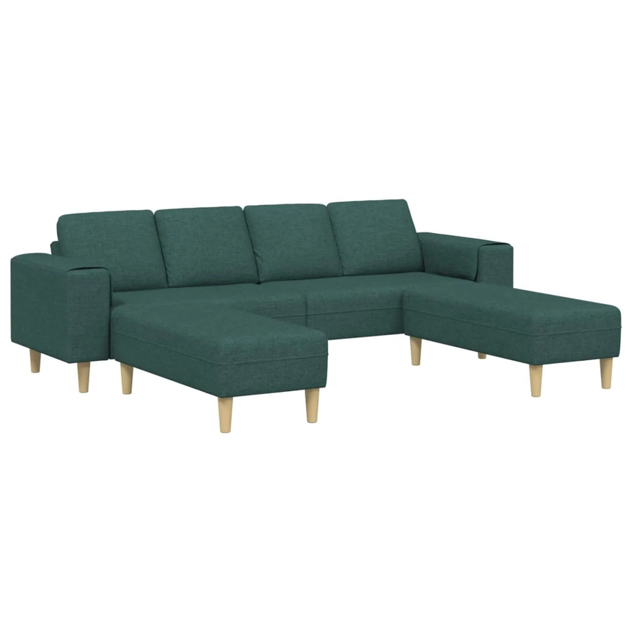 vidaXL Wohnzimmer Couch Set 3-teilig in Dunkelgrün mit 2 Ottomanen aus Polyester - Bild 2