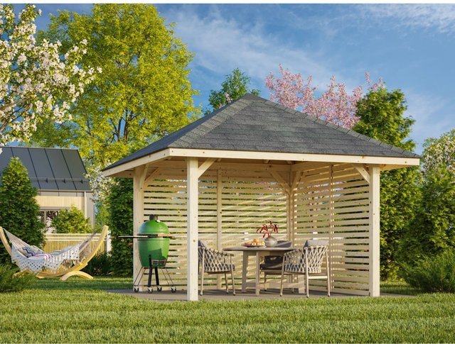 Palmako Pavillon Bianca Set 102 aus Fichtenholz mit Walmdach, lackiert in Weiß, B/T/H: 300 x 300 x 300 cm, FSC-zertifiziert - Bild 1