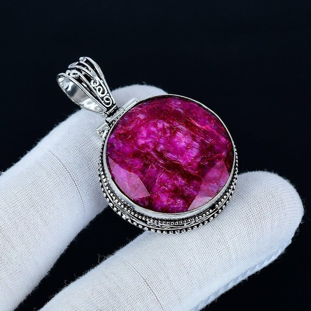 JewelryMart Anhänger, 925 Silber, Rubin, Damen, 4,5 cm, rot - Bild 1