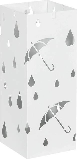 HOMCOM Regenschirmständer mit 4 Haken und Wasserauffangschale, Weiß, Höhe: 40 cm, Breite: 6 cm, Tiefe: 4 cm - Bild 1