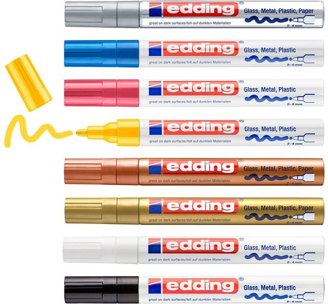 edding 750 Glanzlack-Marker Metallic und Pastell 8er-Set in Multicolor mit Bullet-Spitze und Permanent-Tinte - Bild 1