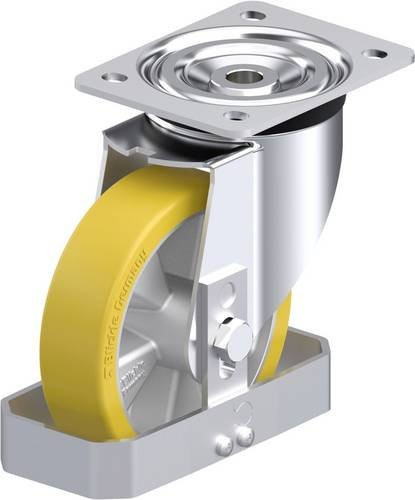 Blickle L-ALTH 151K-FS Stahlblech-Lenkrolle in Silber und Gelb mit 150 mm Rad-Durchmesser und 400 kg Tragfähigkeit - Bild 1
