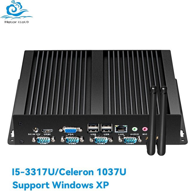 Intel Mini-PC Industrie-Computer mit Intel Core i5-3317U und Celeron 1037U, WiFi, Linux und Windows XP, Schwarz - Bild 1