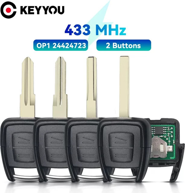 KEYYOU Fernbedienung Auto Schlüssel 433,92 MHz mit 2 Tasten in Schwarz für Opel Zafira und Astra A/G (1999-2005) - Bild 1