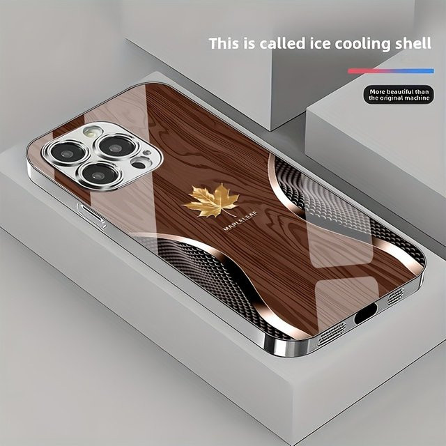 Luxus Handyhülle mit Gold Ahornblatt Design aus gehärtetem Glas für Xiaomi Redmi Note 14 14c 13 12 13c 11 12c 10 10c A3 A2 Pro PLUS 4G 5G - Bild 1