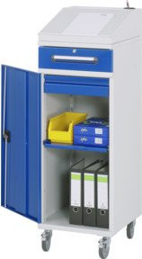 Rau Beistellschrank Stehpult 03 mobil mit Türen, Schubladen und Schloss B45 x T52 x H123,5/134,5 cm - Bild 1