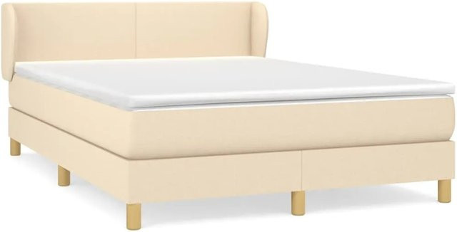 vidaXL Boxspringbett mit Matratze in Beige, Hybrid-Design mit Taschenfederkern, B/T: 140 x 190 cm - Bild 1