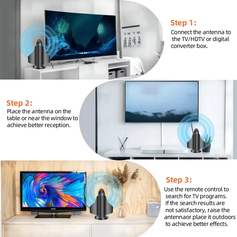 YUNYINMING Indoor HD Digital TV Antenne für HDTV in Schwarz - Bild 4