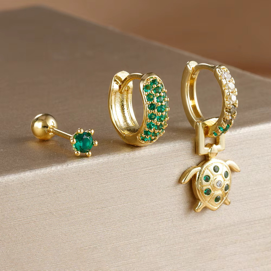 Yuedane Ohrring-Set Edelstahl, Zirkonia, Gold, Damen - Bild 1