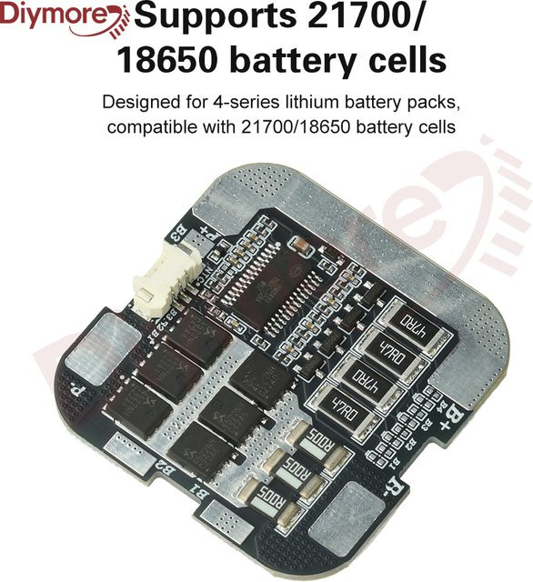 diymore 4S 60A 21700 BMS Lithium-Batterie-Schutzplatine mit Ausgleich für 3,7 V Serie, Schwarz - Bild 1