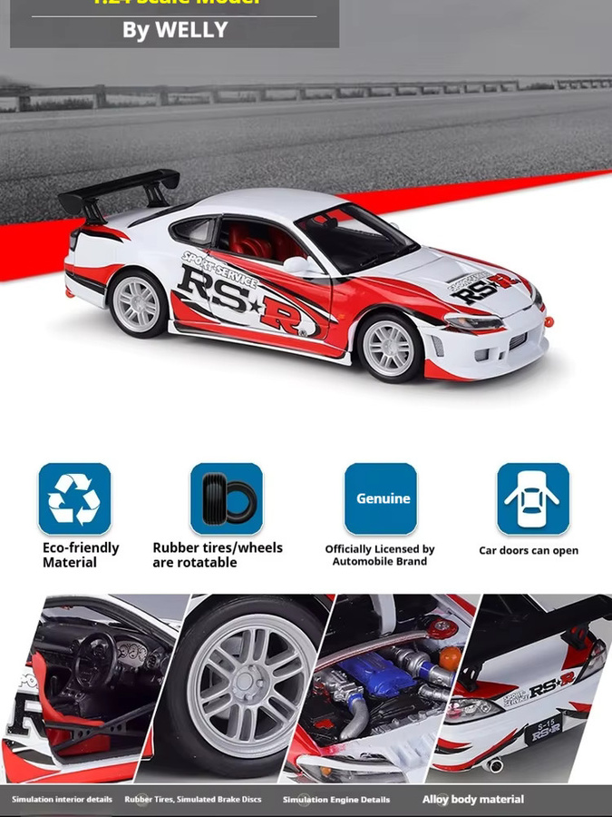 WELLY Nissan Silvia S15 RS-R, Die-Cast-Modell, 1:24, Weiß, Metall - Bild 4