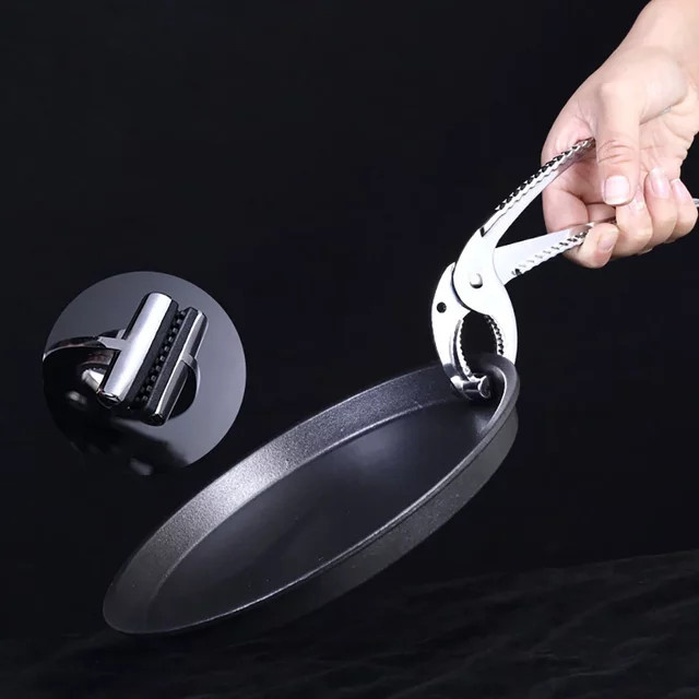 Rutschfester Topfhalter aus Aluminiumlegierung in Silber als Küchenzange und Pfannengreifer - Bild 1