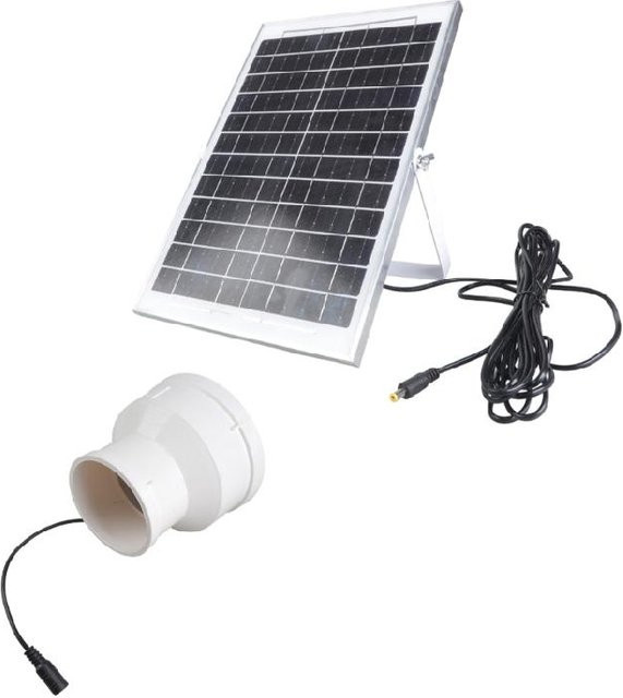 Solarbetriebener Abluftventilator mit Rohradapter 75mm bis 110mm für Schuppen und Garage, Schwarz - Bild 1