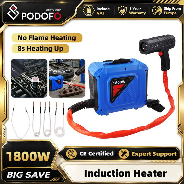 Podofo Handinduktionsheizgerät-Set 1800W mit 4 Spulen zur Schraubenentfernung und Autoreparatur - Bild 1