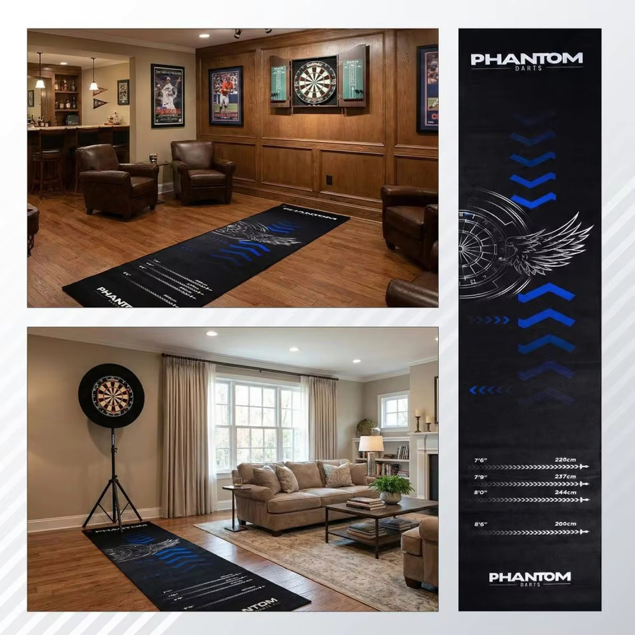 VIKAMA Black Phantom Dartmatte in Schwarz mit offiziellen Distanzmarkierungen und rutschfestem Teppich für dein Spielzimmer - Bild 6