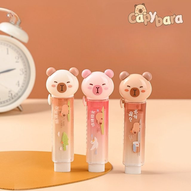 3er-Set Capybara Cartoon Radiergummis mit Push-Pull-Design in Mehrfarbig für Schule und Büro - Bild 1