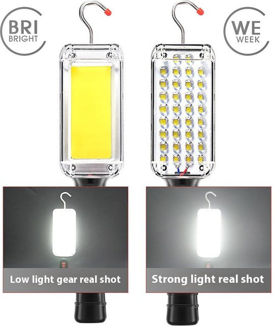ESMARTER COB LED Magnet Arbeitslampe, tragbare wiederaufladbare Taschenlampe in Schwarz, wasserdicht und multifunktional für Outdoor und Autoreparaturen - Bild 1