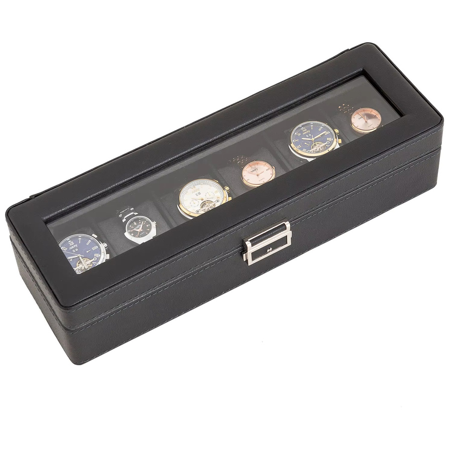 DELESYS Uhren Lagerung Box, Leder, Schwarz, Lila, Unisex - Bild 4