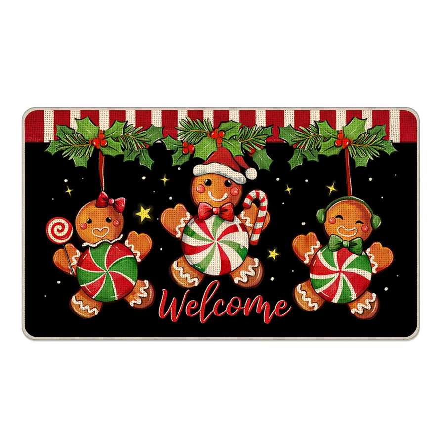 VIKAMA Weihnachtliche Fußmatte Lebkuchenmann, rutschfeste Eingangstteppich für Innen und Außen, Mehrfarbig, B: 60 cm, T: 40 cm - Bild 5