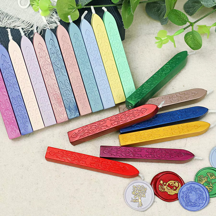 QUOOOP Siegelwachs Sticks mit Dochten in Antike Feuer Farbe, 5er Set für Siegelstempel und Hochzeitseinladungen, Mehrfarbig - Bild 2