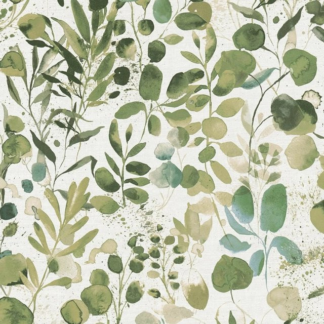 PROFHOME Natur Tapete Aquarell-Stil in Grün Blau Weiß, florales Design, matt, Breite: 0,53 m, Länge: 10,05 m - Bild 1