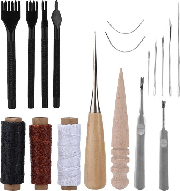 GoolRC 18-teiliges Lederwerkzeug-Set in Multicolour für Leder-Näharbeiten an Denim, Teppich und Polsterung - Bild 1