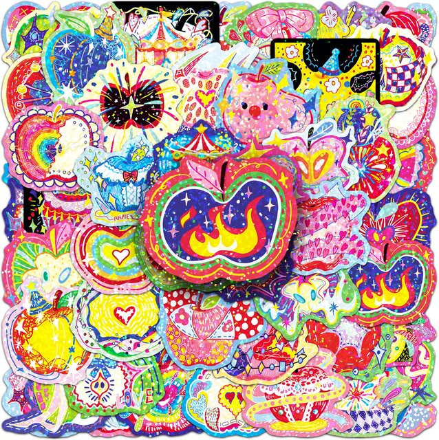 Kreative Apple Aufkleber Set mit Flash Film Design in Multicolor, wasserfeste dekorative Sticker für dein Telefon oder deinen Computer - Bild 1