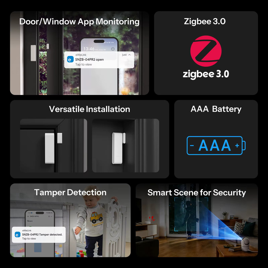 SONOFF SenseGuard DW Gen2 Zigbee Tür- und Fenstersensor mit Manipulationsalarm in Weiß - Bild 3