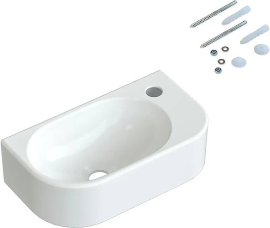 Aquabatos Aufsatzwaschbecken für Gäste WC in Weiß, Keramik, Oval, B/T/H: 40 x 21,5 x 10,5 cm
