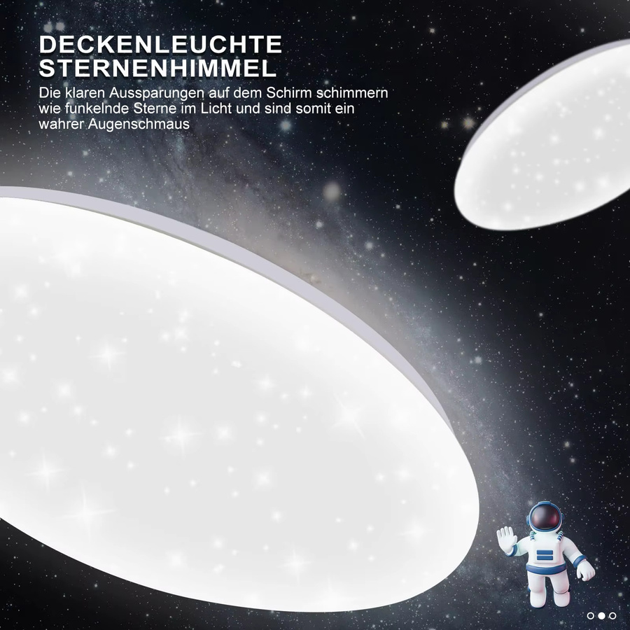 Sternenhimmel LED Deckenleuchte mit funkelndem Sterne-Design, 18W, Kaltweiß, IP44 Wasserdicht, Durchmesser: 30 cm - Bild 3