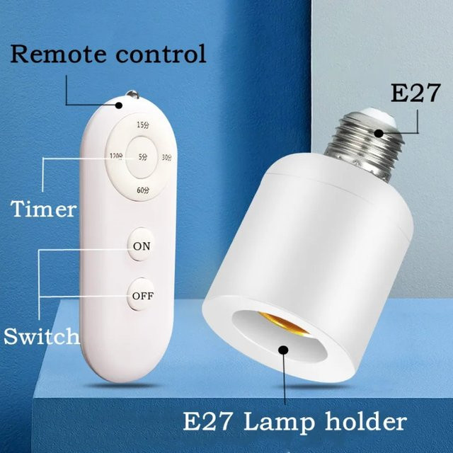 Szaoju E27 LED Lampensockel mit Fernbedienung und Zeitschaltuhr in Weiß - Bild 1
