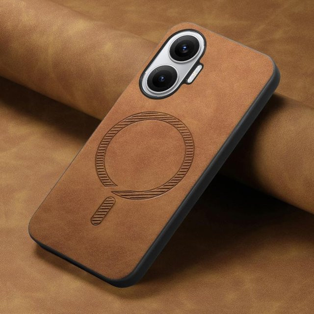 Xiaomi POCO F7 Ultra und Redmi Turbo 4 Pro Hülle aus PU-Leder in Braun mit magnetischer kabelloser Ladeabdeckung - Bild 1