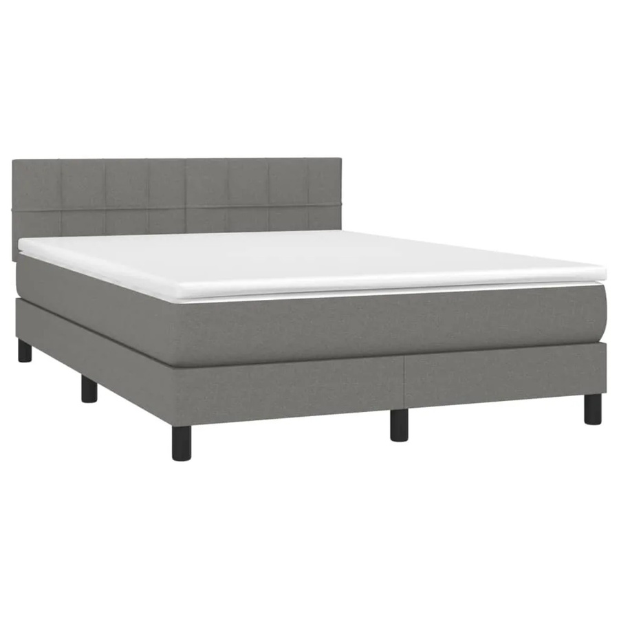 vidaXL Boxspringbett mit Matratze und LED-Beleuchtung in Dunkelgrau, B/T: 140 x 190 cm - Bild 2