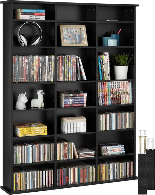 tectake CD DVD Regal in Holzoptik mit höhenverstellbaren Zwischenböden, B/T/H: 105,5 x 19,0 x 136,5 cm - Bild 2