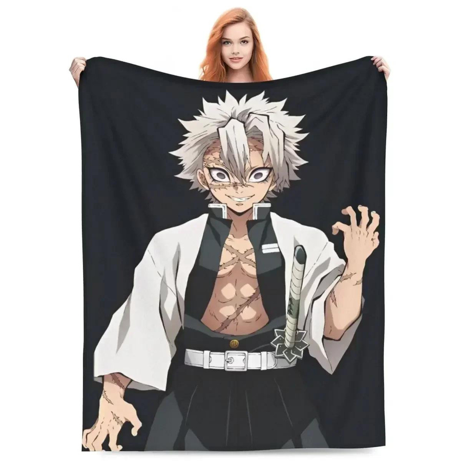 YangJOJO Flanelldecke Demon Slayer Anime Wind Hashira Shinazugawa Plüschdecke gesteppt B/B: 75 x 90 cm - Bild 2