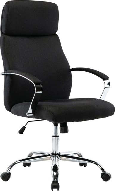 TPFLiving Bürostuhl Fargo XL Stoff in Schwarz mit Armlehnen und Rollen für Home-Office und Büro, B/T/H: 64,0 x 69,0 x 123,0 cm - Bild 1