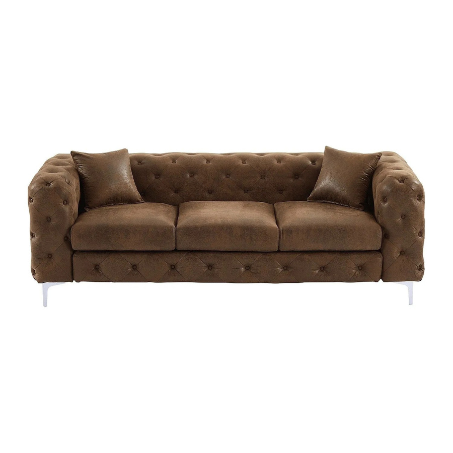 Edwina Braun Chesterfield Sofa aus Mikrofaser in Braun, Breite: 220 cm - Bild 2