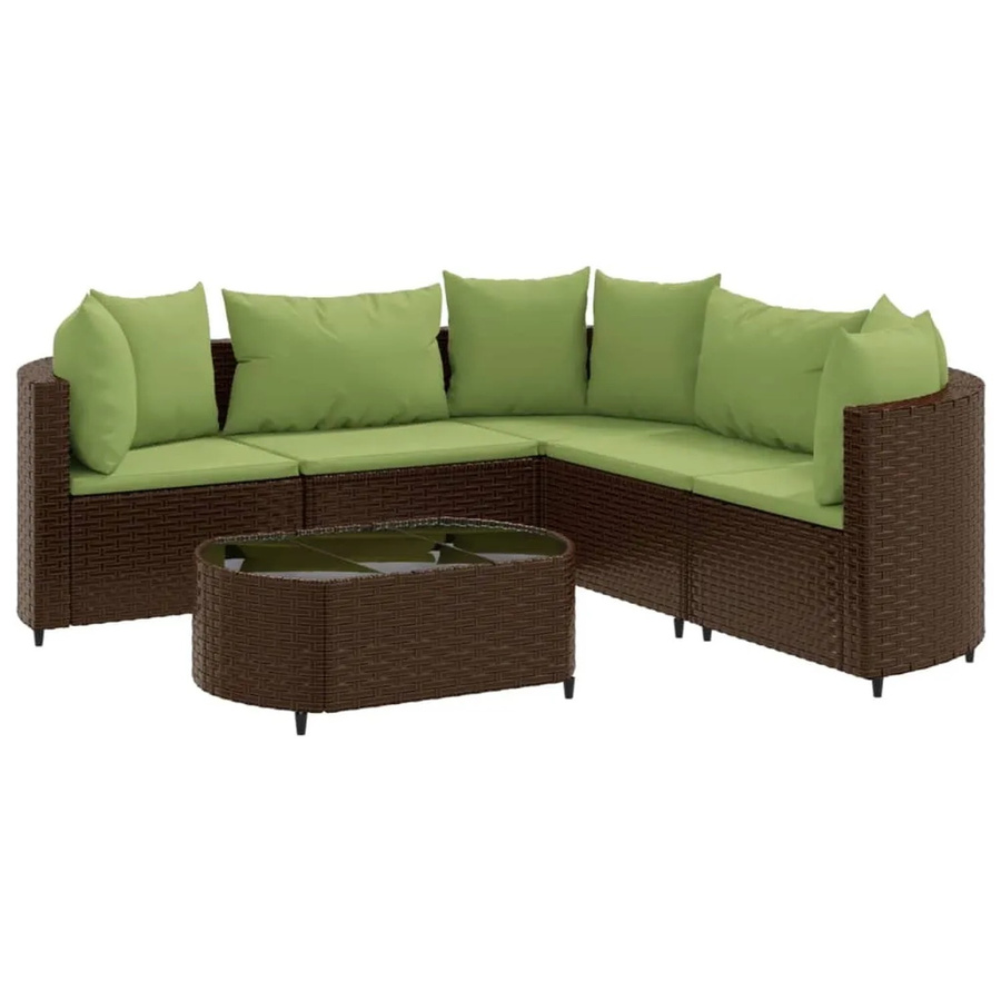 vidaXL 6-tlg Garten-Sofagarnitur aus braunem PE-Rattan mit Kissen und Couchtisch in L-Form - Bild 2